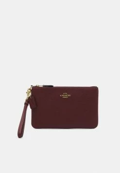 Best Pirce 🧨 Coach POLISHED PEBBLE SMALL WRISTLET - Clutch - Wine 🤩