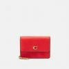 Coupon 👏 Coach POLISHED PEBBLED HALF FLAP CARD CASE - Wallet - Red Orange 😍