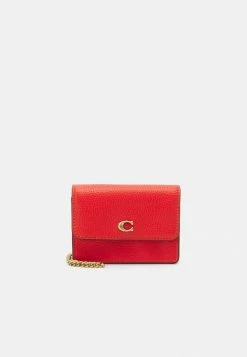 Coupon 👏 Coach POLISHED PEBBLED HALF FLAP CARD CASE - Wallet - Red Orange 😍