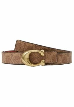 Best Sale 🌟 Coach SCULPTED 🧥 COATED REVERSIBLE SIGNATURE BELT - Belt - Tan/rust 😍 -Coach Sales 31f9f3137673450fada7126ce198545a