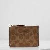 Promo ❤️ Coach MINI SKINNY COLORBLOCK 🧥 COATED SIGNATURE - Wallet - Tan Rust 👏
