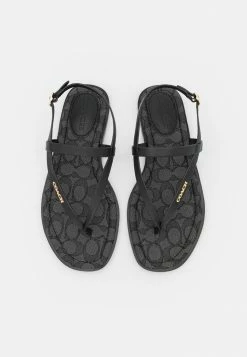 Discount 😍 Coach JOSIE RECYCLED - T-bar 🩴 Sandals - Black 🛒 -Coach Sales 5646f7aa6f094d54857a4b9fce7183b8