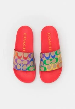 Best Sale ⌛ Coach UDELE RAINBOW SLIDE - Mules - Tan/multi-colored/pop Red/miami Red 👏 -Coach Sales 62c86d90db854688b51125af9d409bf7