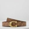 Best Sale 🌟 Coach SCULPTED 🧥 COATED REVERSIBLE SIGNATURE BELT - Belt - Tan/rust 😍