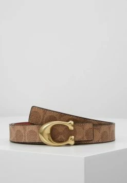 Best Sale 🌟 Coach SCULPTED 🧥 COATED REVERSIBLE SIGNATURE BELT - Belt - Tan/rust 😍