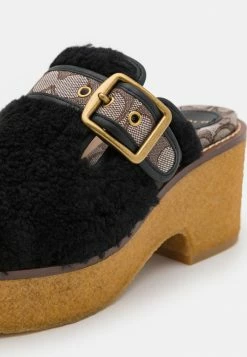 Cheapest 🔔 Coach DYLAN SHEARLING - Heeled Mules - Black/oak 😀 -Coach Sales 7c03909dff9046ee86cbb88ffb6d562a