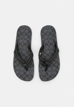 Best deal ⌛ Coach SIGNATURE - T-bar 🩴 Sandals - Charcoal/black ⌛