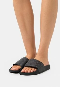 Cheapest 🔔 Coach UDELE 🧥 COATED SLIDE - Mules - Charcoal/black ⌛