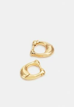 Hot Sale 👍 Coach SIGNATURE HUGGIE - Earrings - Gold-coloured 😉 -Coach Sales acae25d1a0f4450aa7ecb76b7599b75a