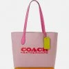Deals 🛒 Coach COLORBLOCK KIA TOTE - 👜 Handbag - Carnation Multi ✔️