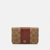 Outlet 😉 Coach SIGNATURE SLIM CARD CASE - Business Card Holder - Tan/rust 😀